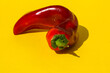 red pointed pepper on a yellow background, art