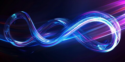 an infinity symbol on dark background, futuristic design element