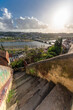 Blick von der Quinchorro-Treppe über Coimbra und den Fluss Mondigo