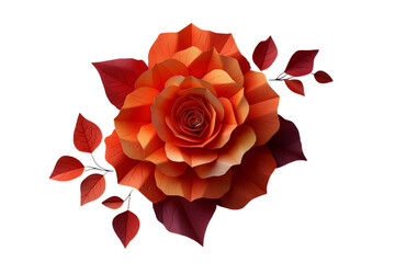 Wall Mural - A paper flower with orange petals and leaves
