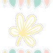The abstract shape with plant white background with flowers and decorative dots, seamless pattern, is repeatable