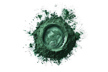 Wall Mural - spirulina powder isolated on white or transparent png