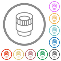 Sticker - Camera lens outline flat icons with outlines