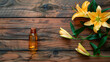 lily essential oil in a bottle. Selective focus.