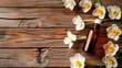 narcissus essential oil in a bottle. selective focus.