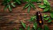 neem essential oil in a bottle. selective focus.