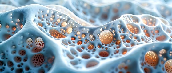 Poster - 3d abstract background with organic celllike structures for biological tech concepts. concept biolog