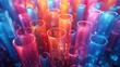 Multi-colored transparent glass tubes, abstract background. Generative AI