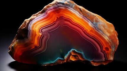  Close-up of a stunning gradient surface of agate rock, showcasing intricate patterns and vibrant colors as if captured by an HD camera.