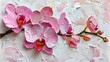  oil painting palette knife features   Pink orchid  flower  wall art,  Moody vintage farmhouse luxury nature, digital art printing, background, wallpaper