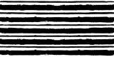 Fototapeta Boho - Vector striped pattern, grunge stripe seamless background, black and white brush strokes. grungy stripes, black paintbrush line backdrop