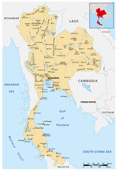 Sticker - Detailed vector map of the Asian state of Thailand