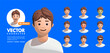 Young Male Character 3D Effect Avatar With Various Expressions Set