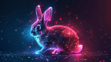 Wall Mural - futuristic neon easter bunny design for vibrant greeting card