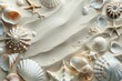 various seashells and sand dollars, ideal for sophisticated summer designs, 2D illustration, isolate on soft color background.
