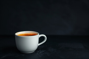 cup of coffee on black background