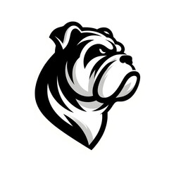 bulldog black and white simple minimalistic logo icon tattoo vector style illustration