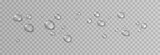 Fototapeta Łazienka - Vector drops png. Drops after rain, drops of dew. Condensation on the surface or glass.