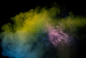 Wall Mural - Blue and pink steam on a black background.