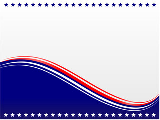 Wall Mural - Abstract USA flag symbols wave pattern corner border design template with empty space for your text.