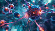 © john - A sci-fi network of cells and futuristic alien bubbles. Neural connections to electrical impulses. Concept of complexity and mystery. Illustration for poster, cover, brochure or presentation.