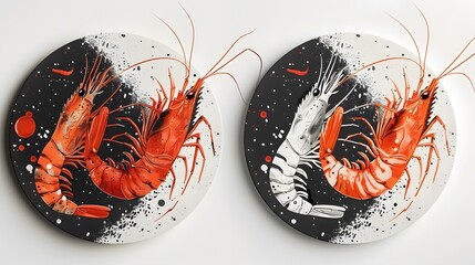 Red and white cartoon shrimp for a seafood menu or app design