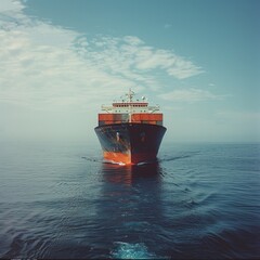 Wall Mural - Freight ship sailing in a calm ocean