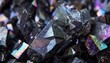 close-up holographic black stones