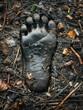Human footprint amidst a variety of discarded items on the ground, symbolizing the lasting imprint of human activity on the natural world