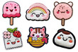 Sweet kawaii embroidered patch badge set on transparent background 