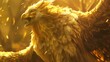 With a roar that echoes the tales of yore, the Griffin, wings bathed in golden light, watches over the land, a guardian of the lore low texture
