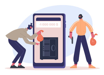 Poster - Cyber criminals, stealing money and data from smartphone