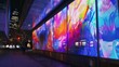 Colorful, dynamic display of stock market fluctuations on a giant digital billboard no splash