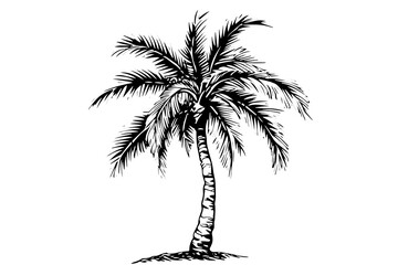 Vintage Hand-Drawn Palm Tree Sketch Vector Illustration: Retro Tropical Coconut Trees.