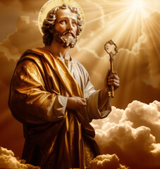 Wall Mural - Saint apostle Peter with the key from heaven