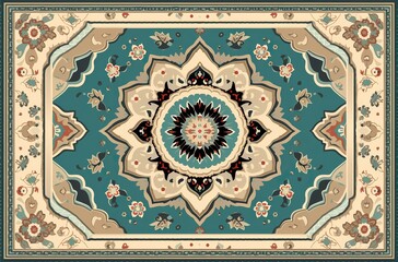 Wall Mural - Carpet flat design. Traditional geometric abstract texture textile background view