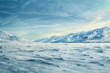 tundra landscape along with vast stretches of snow and ice