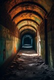 Fototapeta Desenie - illustration, capturing urban exploration mysterious underground tunnels,
