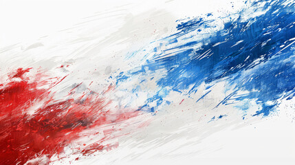 Wall Mural - Explosive abstract paint splatter in red, white, and blue, ideal for creative and patriotic themes