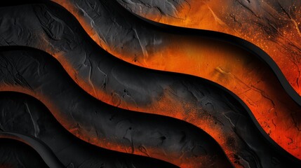 Vibrant black and orange abstract web backdrop with modern 3D elements. Multi-layered design for posters.