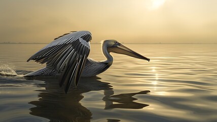 Wall Mural - A Captivating View of a Pelican Gracefully Soaring