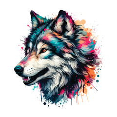Naklejka na meble Wolf Head in watercolor style
