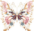 Luxury white pink gold butterfly drawing clipart, golden butterfly luxury style, flower, floral