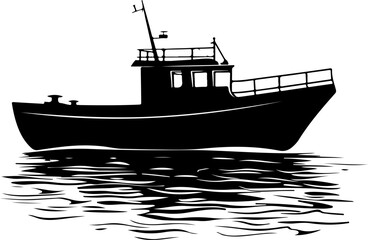 Poster - fishing boat silhouette