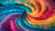 A mesmerizing swirl of powdery elements in a rainbow palette,