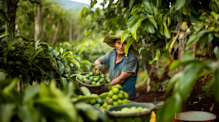 Wall Mural - Handpickes avocado harvesting in avocado season