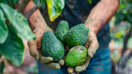 Canvas Print - Handpickes avocado harvesting in avocado season