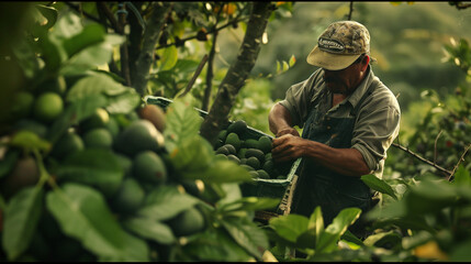 Canvas Print - Handpickes avocado harvesting in avocado season