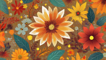 Wall Mural - background illustration of beautiful and bright colorful flower design in autumn season
