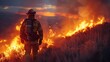 Showcase images of firefighters monitoring fire-prone areas and conducting controlled burns to prevent wildfires